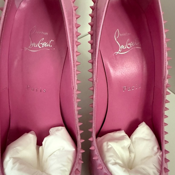CHRISTIAN LOUBOUTIN Duvette Spikes 39.5 Cutout Suede Pumps Pink - Picture 3 of 7